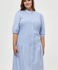 PEPPERCORN Robe Chemise Skyway Blue Striped Femme