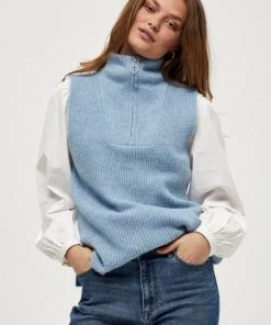 PEPPERCORN PENELOPE ZIPPER T Shirt Imprimé Dusk Blue Melange Femme