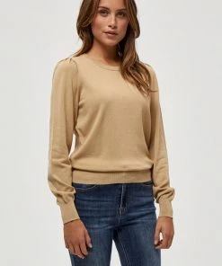 PEPPERCORN TANA PUFF LONGSLEEVE Pullover Warm Sand Melange Femme