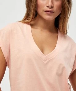 PEPPERCORN DIMA V NECK TEE T Shirt Basique Rose Blossom Pink Femme -Promos PEPPERCORN Magasin 112c8239dc4a4e5ca2d67e102fd515fd