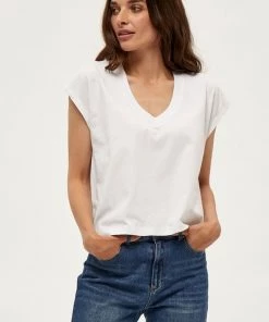 PEPPERCORN Femme DIMA V NECK TEE T Shirt Basique White