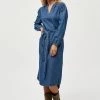 PEPPERCORN Femme CIA Robe En Jean Mid Blue Denim