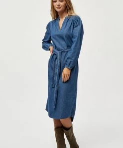PEPPERCORN Femme CIA Robe En Jean Mid Blue Denim