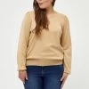 PEPPERCORN TANA PUFF LONGSLEEVE CURVE Pullover Warm Sand Melange Femme