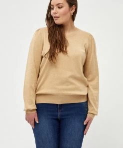 PEPPERCORN TANA PUFF LONGSLEEVE CURVE Pullover Warm Sand Melange Femme