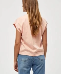 PEPPERCORN DIMA V NECK TEE T Shirt Basique Rose Blossom Pink Femme -Promos PEPPERCORN Magasin 1df71216cdfd424c9fd817f0cd67ab66