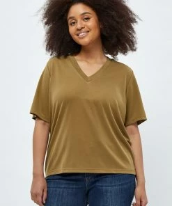 PEPPERCORN PHILINA CURVE T Shirt Basique Ermine Brown Femme