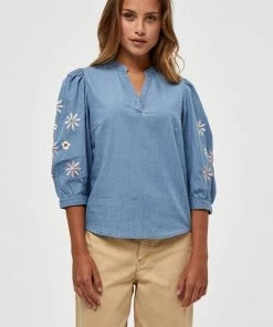 PEPPERCORN DELARA Blouse Light Blue Wash Femme