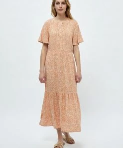 PEPPERCORN DARIA SOPHIA Robe De Jour Melon Peach Print Femme