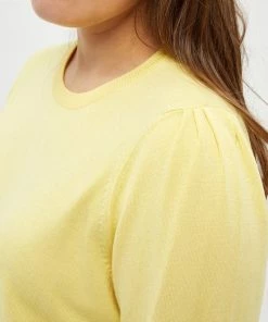 PEPPERCORN Femme TANA PUFF LONGSLEEVE CURVE Pullover Pale Yellow -Promos PEPPERCORN Magasin 4149d74750c04dadaa17682536dde368