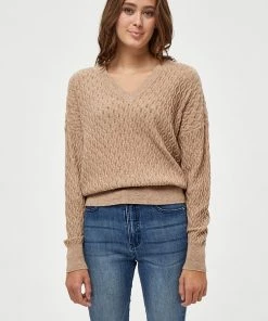 PEPPERCORN Femme ROSALIA V NECK Pullover Warm Sand Melange