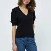PEPPERCORN ROSALIA PUFF SLEEVE T Shirt Imprimé Black Femme