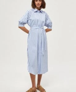 PEPPERCORN Femme ELISA Robe Chemise Skyway Blue Striped