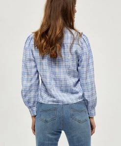 PEPPERCORN CARRIE JEMINA Chemisier Duck Blue Checked Femme -Promos PEPPERCORN Magasin 55517931a678487d9aa2622e75fbecbd