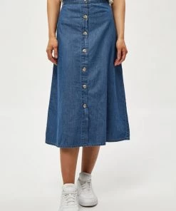 PEPPERCORN Femme CIA Jupe En Jean Mid Blue Denim