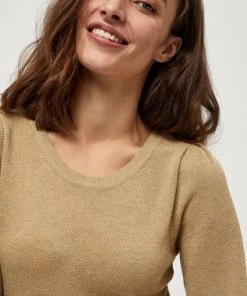 PEPPERCORN TANA 3/4 SLEEVE Pullover Warm Sand Melange Femme -Promos PEPPERCORN Magasin 616db1ced1b64cffba0585795ec26153