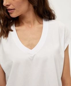 PEPPERCORN Femme DIMA V NECK TEE T Shirt Basique White -Promos PEPPERCORN Magasin 6367e77927884a83925bcdbcf256f3ba