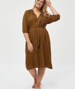 PEPPERCORN Femme EVE Robe De Jour Ermine Brown