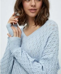 PEPPERCORN ROSALIA V NECK Pullover Skyway Blue Melange Femme -Promos PEPPERCORN Magasin 719e511e8da04910a29a290128c5f69a