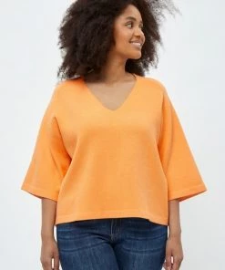 PEPPERCORN ROSALIA 3 4 SLEEVE CURVE Pullover Peach Cobbler Femme