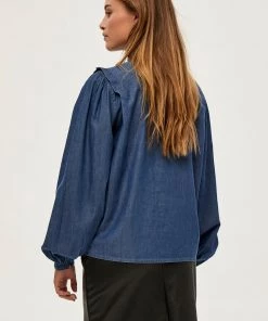 PEPPERCORN Femme Chemisier Dark Blue -Promos PEPPERCORN Magasin 74d256c2a153433e8d268670b026ff38