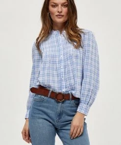 PEPPERCORN CARRIE JEMINA Chemisier Duck Blue Checked Femme