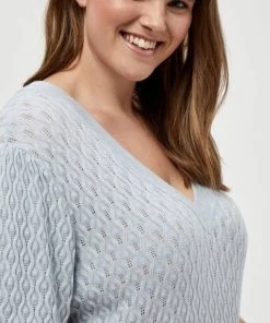 PEPPERCORN Femme ROSALIA PUFF SLEEVE CURVE T Shirt Imprimé Skyway Blue Melange -Promos PEPPERCORN Magasin 7f38141bda054dca9af82e7e6f9f5fda