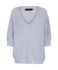 PEPPERCORN Femme ROSALIA PUFF SLEEVE CURVE T Shirt Imprimé Skyway Blue Melange -Promos PEPPERCORN Magasin 82945a40d22e4420bf855c403c869e65