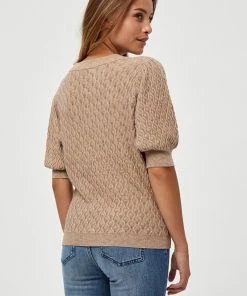 PEPPERCORN ROSALIA PUFF SLEEVE T Shirt Imprimé Warm Sand Melange Femme -Promos PEPPERCORN Magasin 88d36dcaca1e4a1b9b8b77335f590329