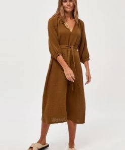 PEPPERCORN Femme EVE Robe De Jour Ermine Brown