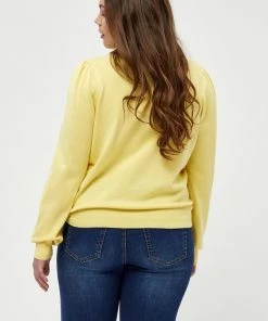 PEPPERCORN Femme TANA PUFF LONGSLEEVE CURVE Pullover Pale Yellow -Promos PEPPERCORN Magasin 924f786975064e1185357e68589ca649
