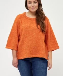 PEPPERCORN PENELOPE 3/4 SLEEVE CURVE Pullover Apricot Orange Melange Femme
