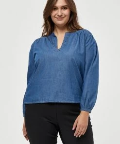 PEPPERCORN CIA Blouse Mid Blue Denim Femme