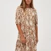 PEPPERCORN EDITA Robe De Jour Ermine Brown Print Femme