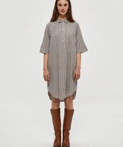 PEPPERCORN Femme RAMIS Robe Chemise Blue Brown Stripe