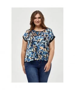 PEPPERCORN Femme CAMIL MALUCCA TEE CURVE T Shirt Imprimé Daphne Blue Pr