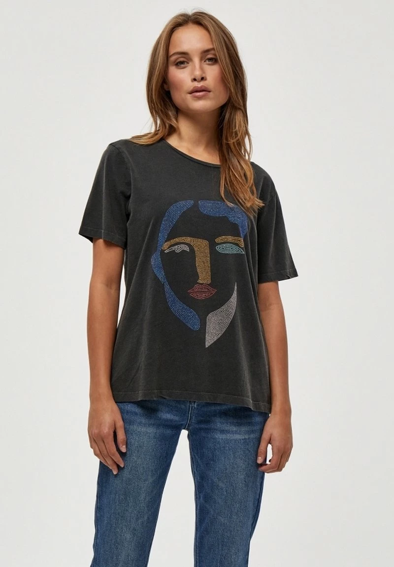 PEPPERCORN JORIE T Shirt Imprimé Black Femme 1 PEPPERCORN JORIE T Shirt Imprimé Black Femme