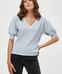 PEPPERCORN ROSALIA PUFF SLEEVE T Shirt Imprimé Skyway Blue Melange Femme