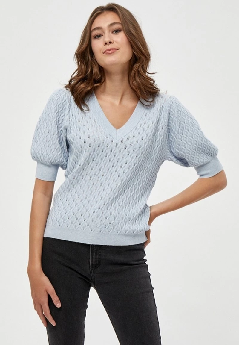 PEPPERCORN ROSALIA PUFF SLEEVE T Shirt Imprimé Skyway Blue Melange Femme 1 PEPPERCORN ROSALIA PUFF SLEEVE T Shirt Imprimé Skyway Blue Melange Femme