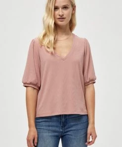 PEPPERCORN V NECK T Shirt Basique Ash Rose Femme