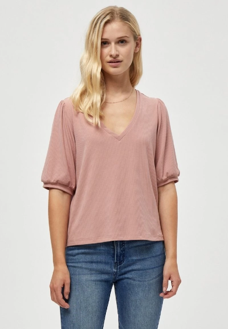 PEPPERCORN V NECK T Shirt Basique Ash Rose Femme 1 PEPPERCORN V NECK T Shirt Basique Ash Rose Femme