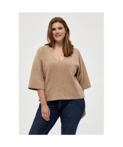 PEPPERCORN Femme ROSALIA 3 4 SLEEVE CURVE Pullover Warm Sand Melange