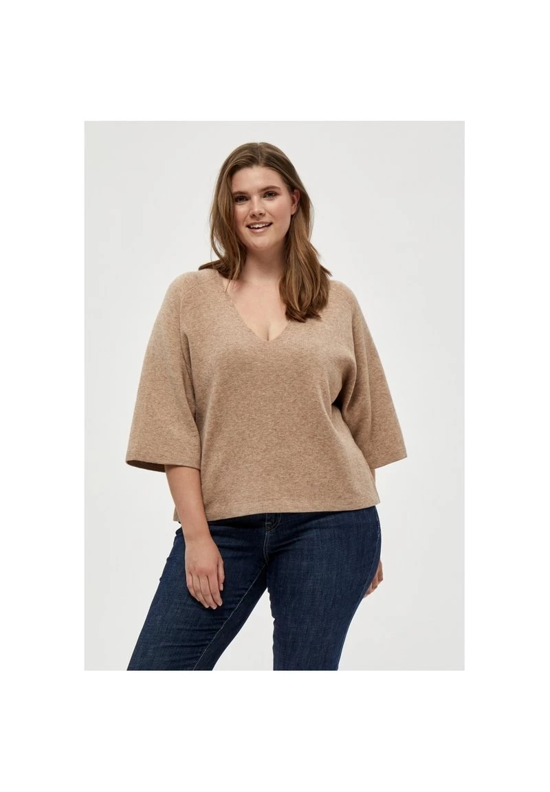 PEPPERCORN Femme ROSALIA 3 4 SLEEVE CURVE Pullover Warm Sand Melange 1 PEPPERCORN Femme ROSALIA 3 4 SLEEVE CURVE Pullover Warm Sand Melange