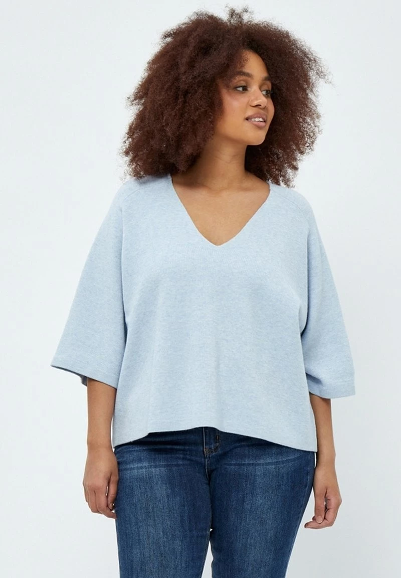 PEPPERCORN ROSALIA 3 4 SLEEVE CURVE Pullover Skyway Blue Melange Femme 1 PEPPERCORN ROSALIA 3 4 SLEEVE CURVE Pullover Skyway Blue Melange Femme