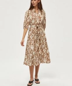 PEPPERCORN EDITA Robe Chemise Ermine Brown Print Femme