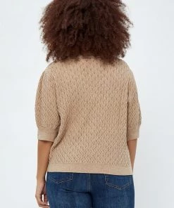 PEPPERCORN Femme ROSALIA PUFF SLEEVE CURVE T Shirt Imprimé Warm Sand Melange -Promos PEPPERCORN Magasin b1f21e2bd85341e7a143a5fa3b38529a