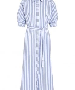 PEPPERCORN Femme ELISA Robe Chemise Skyway Blue Striped -Promos PEPPERCORN Magasin b46ad2c076174de0808a3d957bc3694d