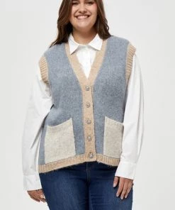 PEPPERCORN Femme CEYDA CURVE Veste Sans Manches Dusk Blue Melange