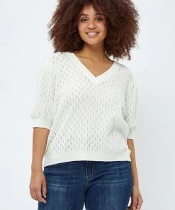 PEPPERCORN ROSALIA PUFF SLEEVE CURVE T Shirt Imprimé Cloud Dancer Femme