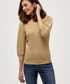 PEPPERCORN TANA 3/4 SLEEVE Pullover Warm Sand Melange Femme